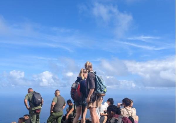 Students in volcanic area