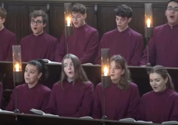 Merton College Choir singing in two rows