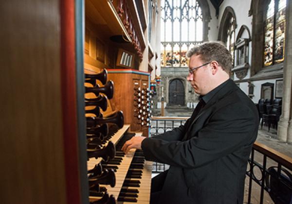 Benjamin Nicholas playing the Dobson Organ - Photo © John Cairns - www.johncairns.co.uk