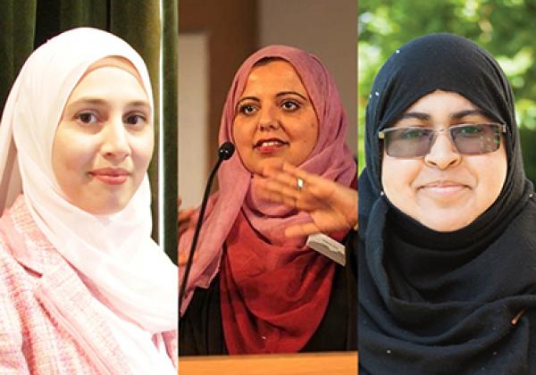 (L-R) Dr Asma Mustafa, Shaista Aziz (photo © Tom O. Kleppesto), Farheen Ahmed (photo © Stephen Taylor/Oxford SU)