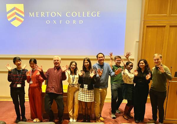 The Biomedical and Life Sciences group members smiling and waving