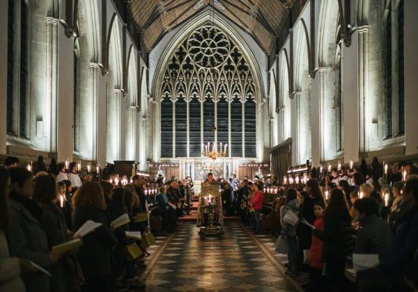 The Merton Chapel full of people for Christmas