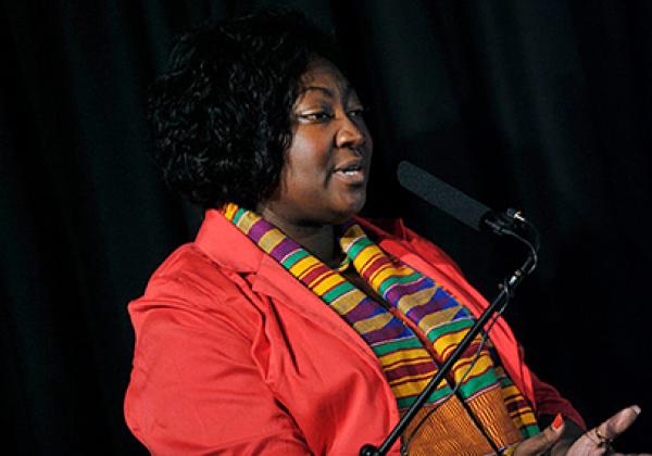 Phyll Opoku-Gyimah, known to many as Lady Phyll, at the Global Gay Rights event at the Southbank Centre in London on 9 March 2014 - Photo: © Southbank Centre [CC-BY 2.0]