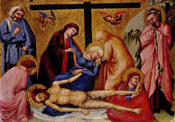 detail from The lamentation over the dead Christ, c.1350, by Ugolino Lorenzetti