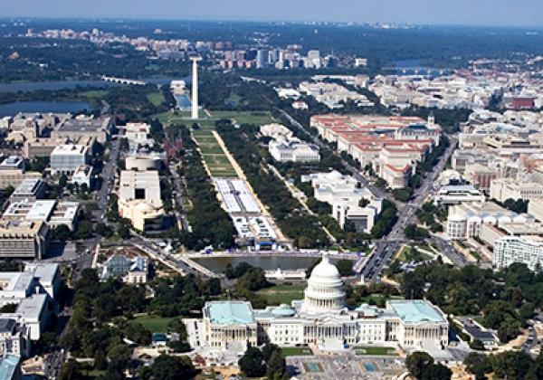 An aerial view (looking west) of Capitol Hill and the National Mall in Washington, DC, USA - Photo: Carol M Highsmith