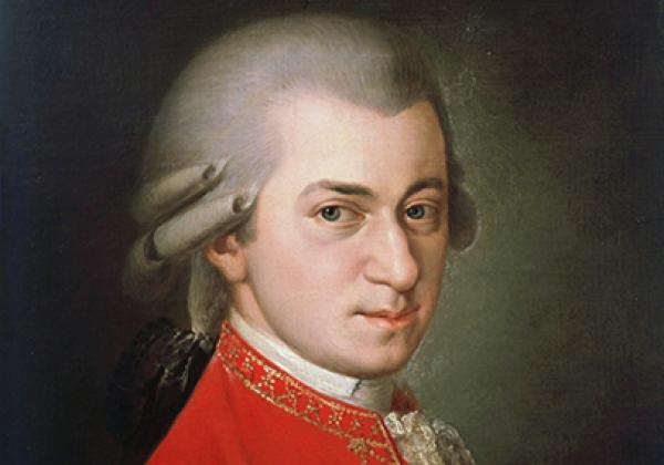 Wolfgang Amadeus Mozart; from a posthumous portrait by Barbara Krafft (1764–1825)
