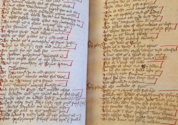 A section of MS. Bodl. 565, by William Wey, 1462 × 1476 A section of MS. Bodl. 565, by William Wey, 1462 × 1476