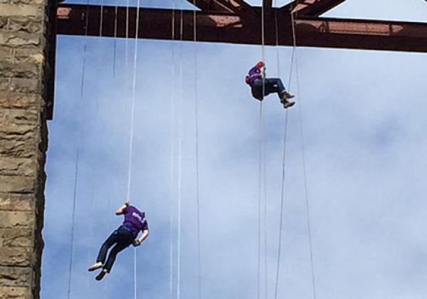 Catherine (on the right) and her brother on their descent