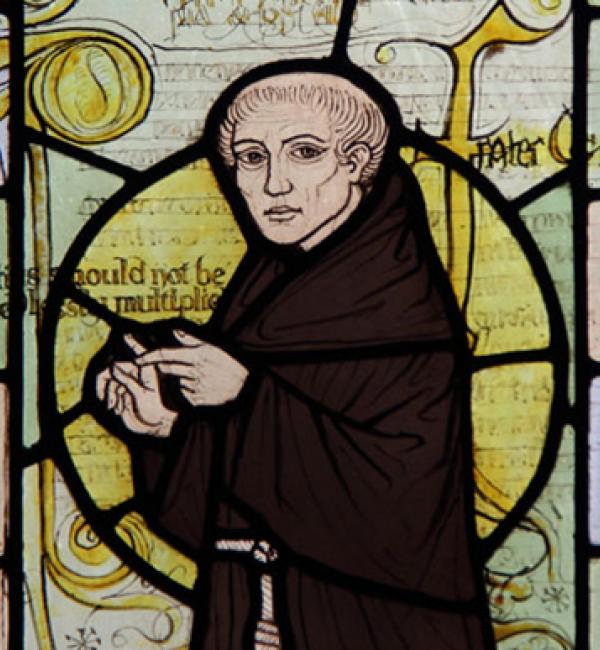 William of Ockham, from the stained glass window of a Surrey church - photo: John Salmon (CC-BY-SA 2.0)