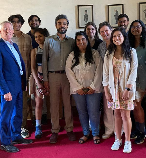 The Warden, the Chaplain, and the Development Director with members of the Merton South Asia Network at the launch event in June 2022