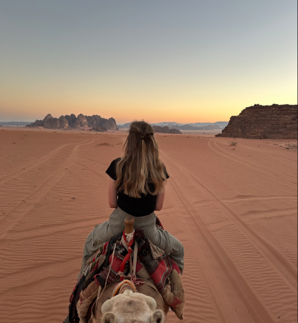 Camel ride in the Jordanian desert