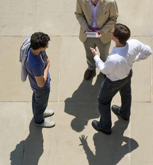 people chatting in the quad