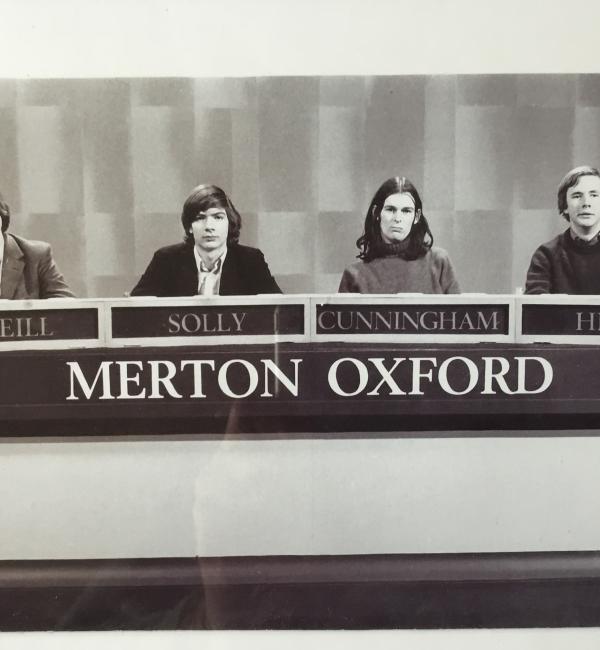 Mertonians at the time:  Philip Head and teammates Martin McNeill, Dominic Solly, and David Cunningham representing Merton College in University Challenge in 1971-2