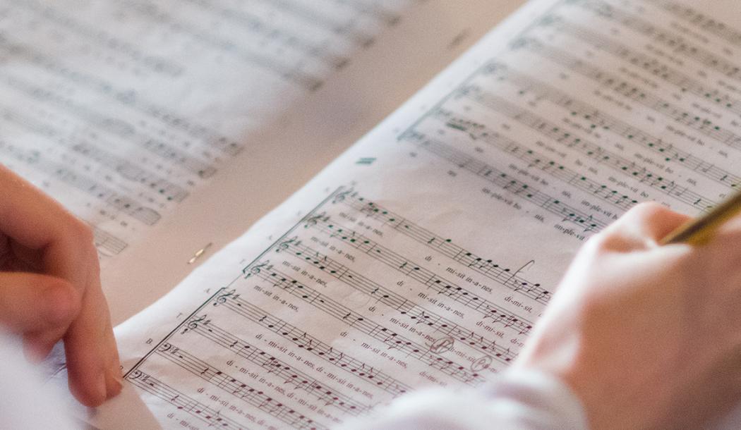 Marking up a sheet of music - Photo: © John Cairns - www.johncairns.co.uk