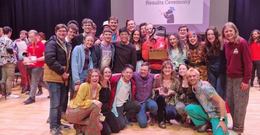 Oxford University Brass Band with the Shield award at the 2023 University Brass Band Championships of Great Britain and Northern Ireland 
