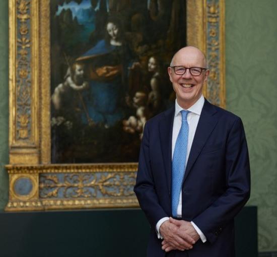 John Booth CVO DL man in front of a portrait in the National Gallery, London