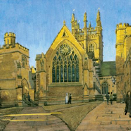 A 'Contemporary Watercolours' painting of Merton A 'Contemporary Watercolours' painting of Merton