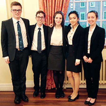 The 2016 University of Oxford Jessup Team (L-R) Thomas Foxton, Sebastian Bates, Katie Ratcliffe, Nathalie Koh, and Anna Williams