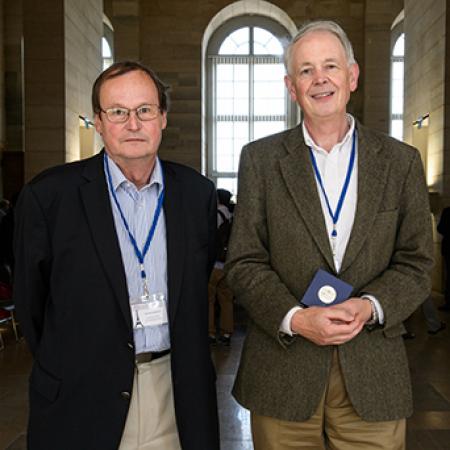 Laurent Vigroux and James Binney in the Salle Cassini at the Observatoire de Paris