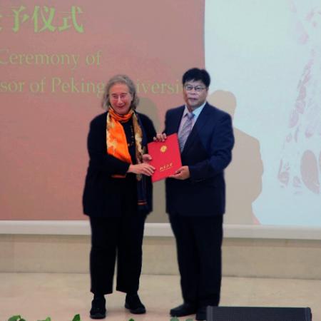 Professor Dame Jessica Rawson DBE FBA being awarded an Honorary Professorship at Peking University, at a ceremony on Tuesday 5 November 2019