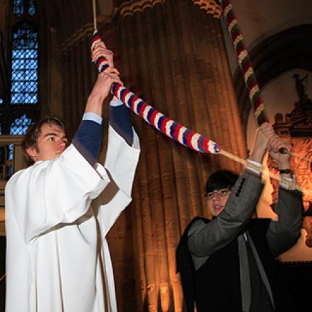 Ringing the bells in Merton Chapel - Photo: © Lee Atherton - www.leeathertonphotography.com