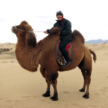 Mindy Chen-Wishart astride her trusty steed