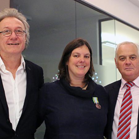 Professor Zitzmann, with the Warden, Sir Martin Taylor (R) and Sub-Warden, Professor Paterson (L) - Photo: courtesy The Department of Biochemistry, University of Oxford Professor Zitzmann, with the Warden, Sir Martin Taylor (R) and Sub-Warden, Professor Paterson (L) - Photo: courtesy The Department of Biochemistry, University of Oxford
