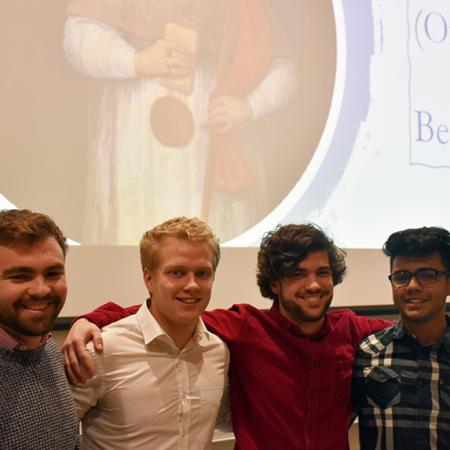 The triumphant Merton PLANCKS team: (L-R) Ross McDonald, Oskar Maatta, Richard Chatterjee, and Rayhan Mahmud