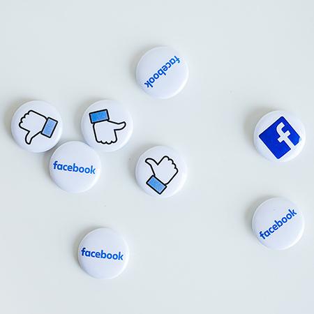 Facebook logo and like icon badges