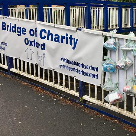 The 'Bridge of Charity' outside Oxford Train Station The 'Bridge of Charity' outside Oxford Train Station