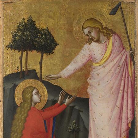 A detail from Noli me tangere, probably by Jacopo di Cione, from the collection of the National Gallery, London