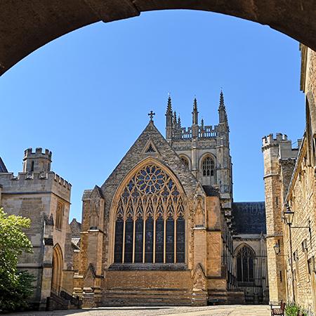 Merton College Chapel, seen from the eastern end of Front Quad