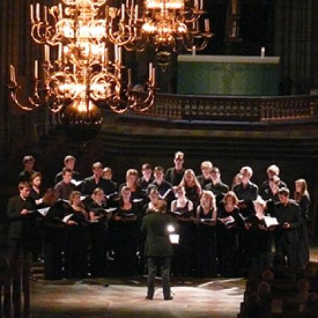 The choir giving the final concert of the tour in Uppsala Cathedral