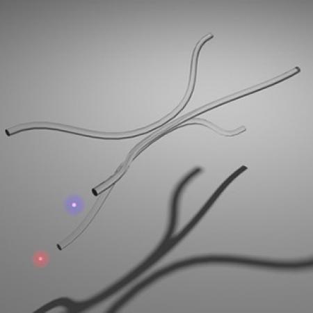 An impression of three photons entering a three way interferometer