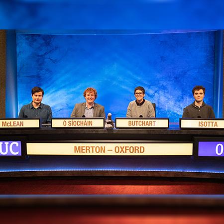 The 2020/21 Merton College University Challenge team - Photo: © ITV Studios The 2020/21 Merton College University Challenge team - Photo: © ITV Studios