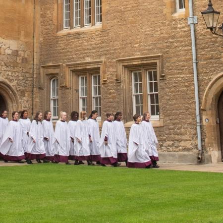 The Girl Choristers cross Mob Quad 