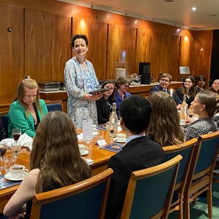 Dame Philippa Whipple speaking at the 2022 Halsbury Society Dinner