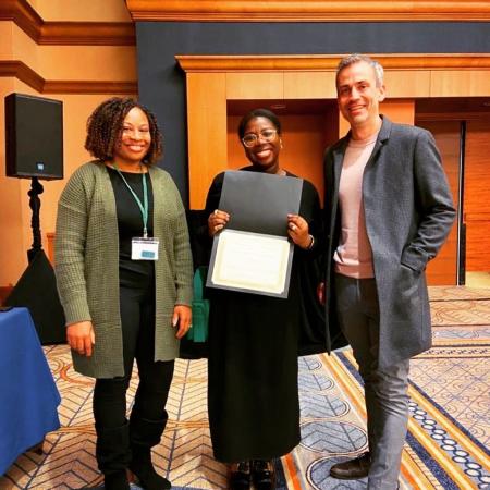 DPhil Jade Bentil at the NACBS with her award