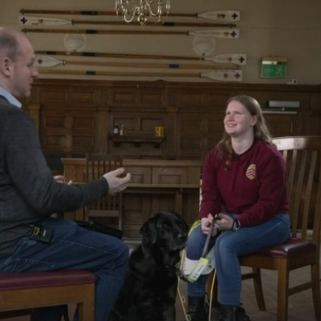 Ella being interviewed by the BBC Screenshot from the BBC programme with Ella Caulfield being interviewed by the BBC