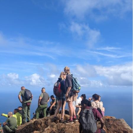 Students in volcanic area