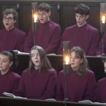 Merton College Choir singing in two rows