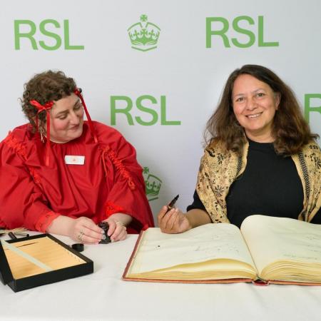 Professor Sunetra Gupta signing the historic Royal Society of Literature Roll Book