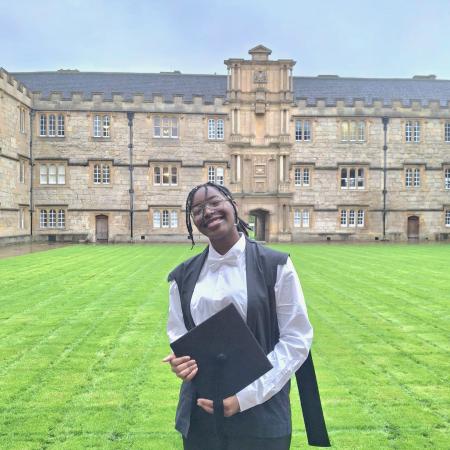 Ife Edgal young woman in Merton College quad