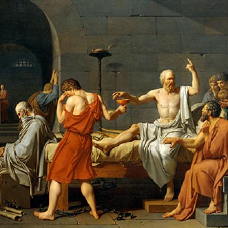 'The Death of Socrates' by Jacques Louis David, from the Catharine Lorillard Wolfe Collection at the Metropolitan Museum of Art, New York 'The Death of Socrates' by Jacques Louis David, from the Catharine Lorillard Wolfe Collection at the Metropolitan Museum of Art, New York
