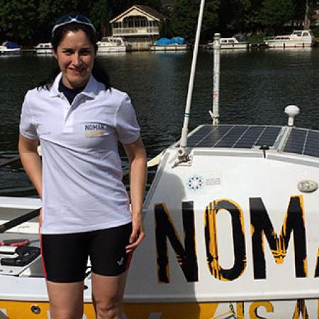 Stephanie Jones with the NOMAN boat Stephanie Jones with the NOMAN boat